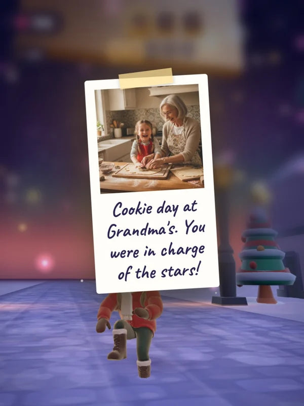 Demo game, Sofia, from Grandma & Grandpa (grandparents demo): Memory polaroid with a caption (AI sample photo)
