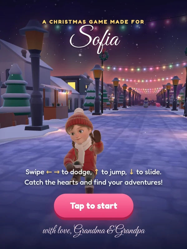 Demo game, Sofia, from Grandma & Grandpa (grandparents demo): Their name on the street banner and billboards