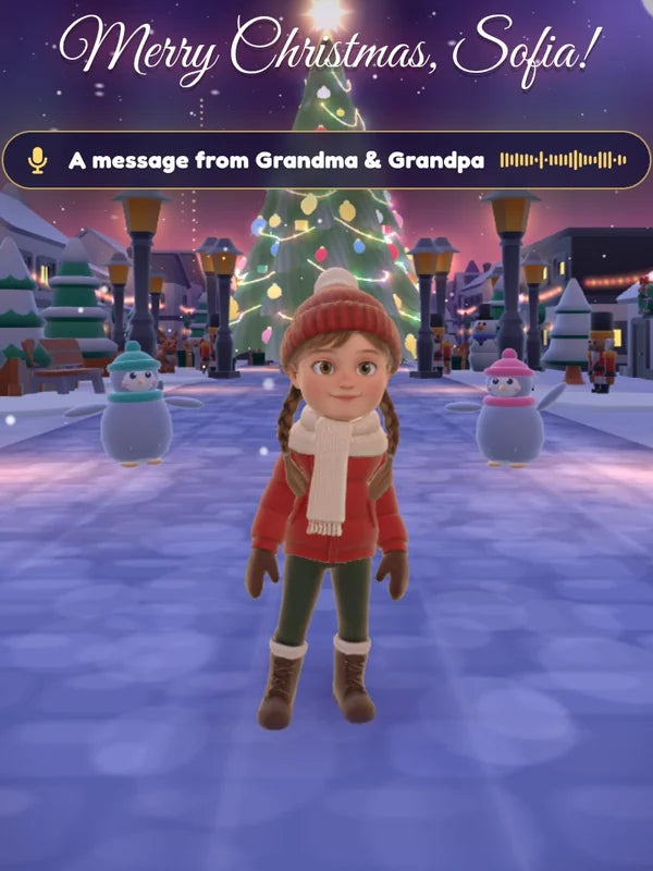 Demo game, Sofia, from Grandma & Grandpa (grandparents demo): Your voice message playing at the finale