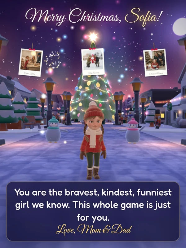 Demo game, Sofia (kids demo): Finale: the Christmas tree lights up with your message