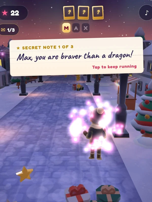 Demo game, Max (kids demo): Collectibles and a hidden note card