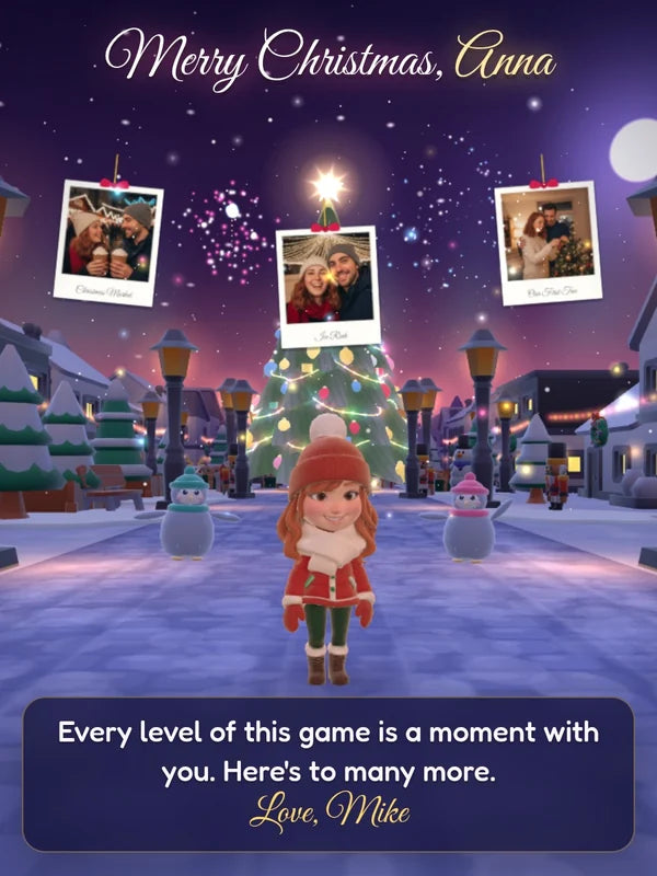 Demo game, Anna (partner demo): Finale: the Christmas tree lights up with your message