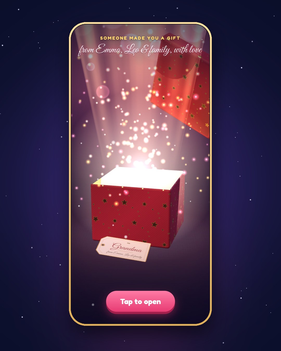 Demo game, Grandma (family demo): Gift unboxing screen