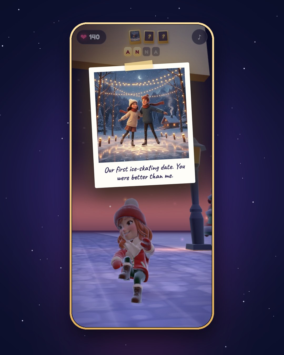 Demo game, Anna (partner demo): Your memory photos in the game (AI sample photos)
